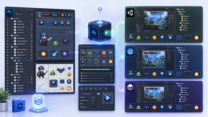 PSD to Game Engine Workflow: Prepare UI Assets for Unity, Cocos, and Godot