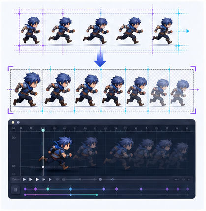 Sprite Sheet Splitter:AI生成序列帧不规整时如何对齐游戏动画