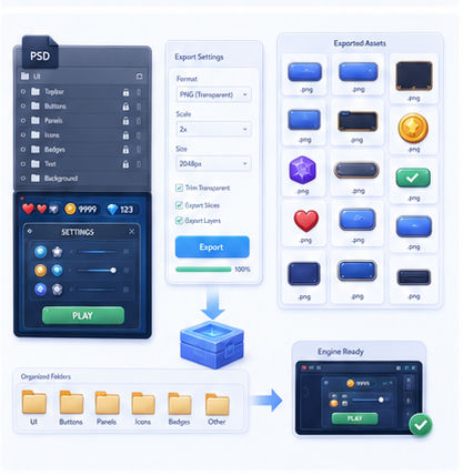 PSD to Game Assets: A Faster Export Workflow for UI, Icons, and Layered Art