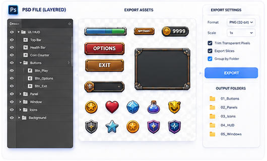 PSD Layer Exporter for Indie Game UI: From Design Files to Engine-Ready Assets