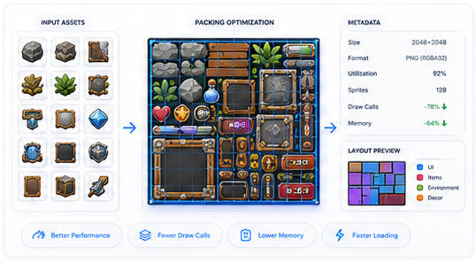 游戏图集打包怎么做:面向Unity、Cocos、Godot的Texture Packer流程